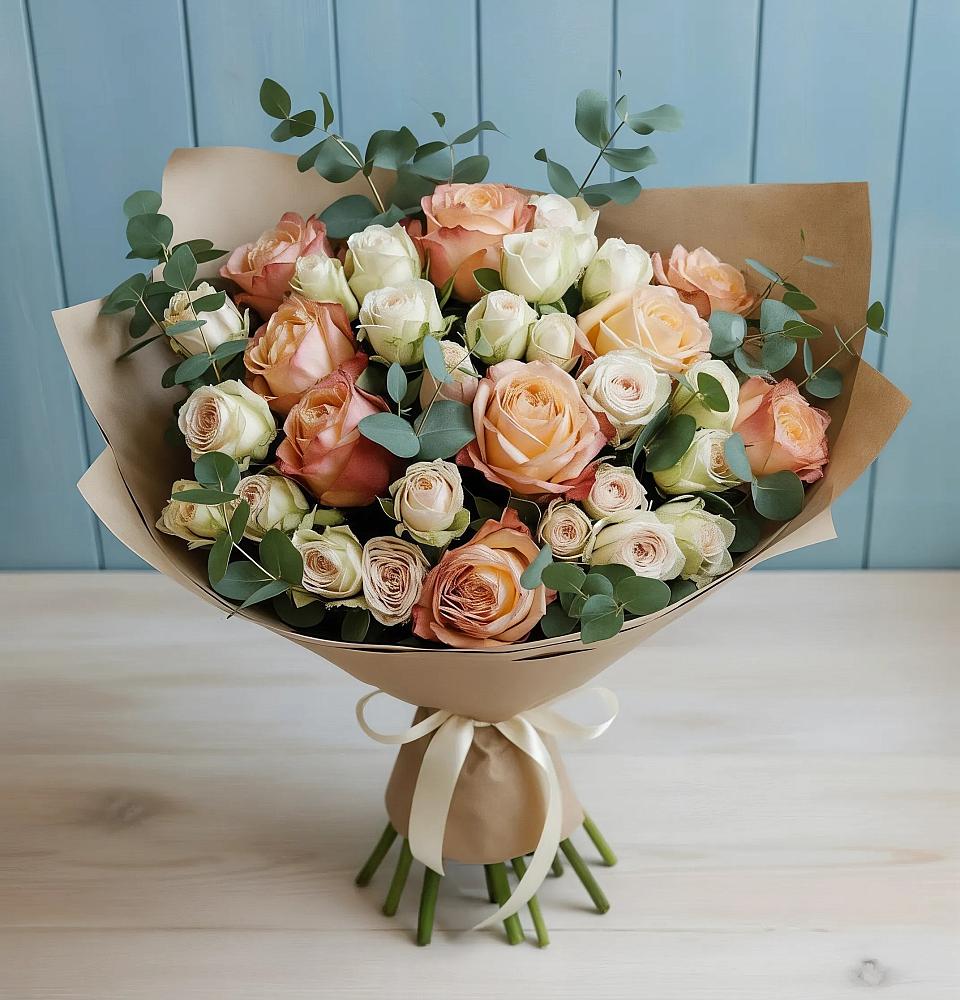 Букет цветов из: Альстромерии и Розы в Сельниково