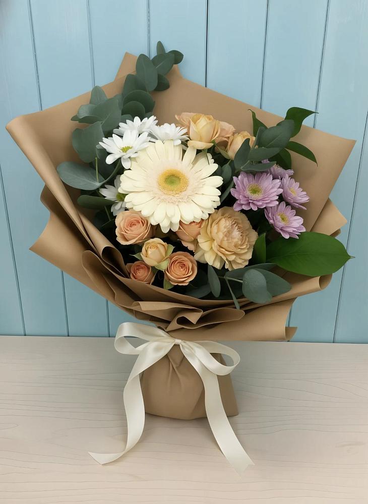 Букет цветов из: Герберы и Хризантемы в Сельниково