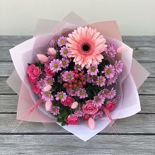 Букет цветов из:  Розы, Герберы и Хризантемы #REPLACE_PRED# Сельниково