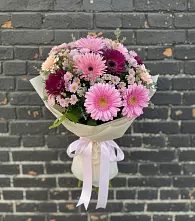 Букет цветов из:  Герберы и Хризантемы в Сельниково
