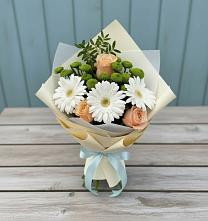 Букет цветов из:  Герберы, Розы и Хризантемы #REPLACE_PRED# Сельниково