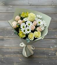 Букет цветов из:  Альстромерии, Розы и Хризантемы в Сельниково