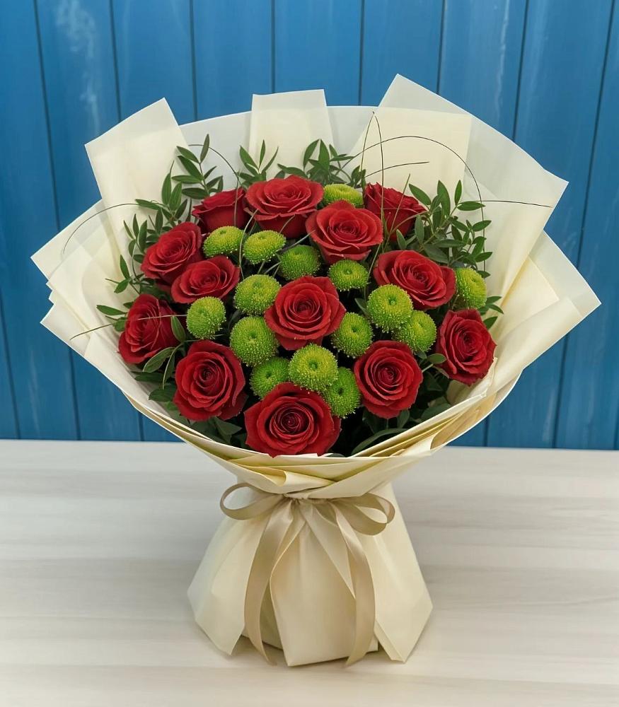 Букет цветов из: Розы и Хризантемы в Сельниково