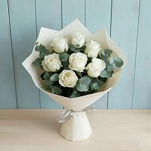 Букет Белые розы в Эвкалипте #REPLACE_PRED# Сельниково