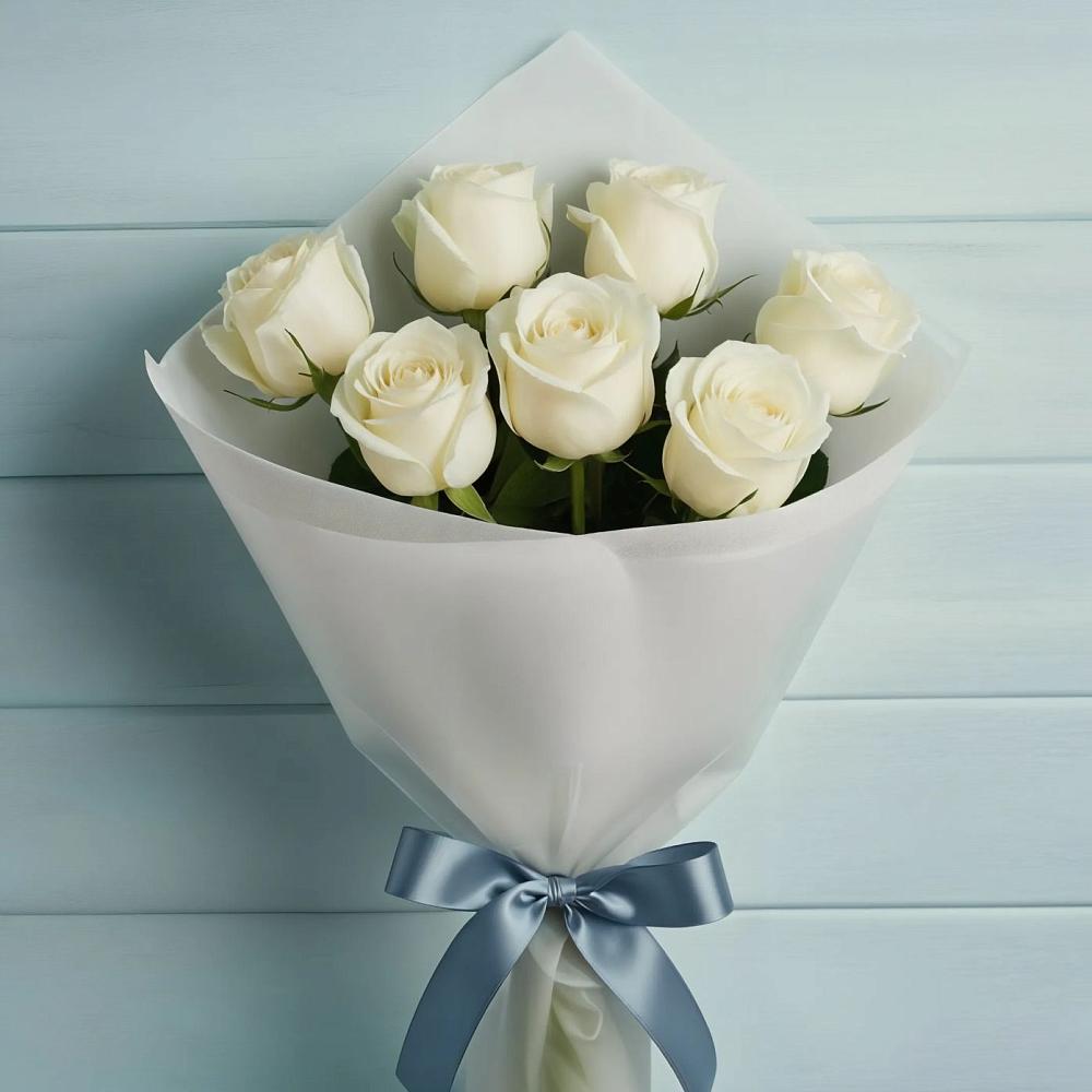 Букет 7 Белых роз Эдлесс Лав в Сельниково