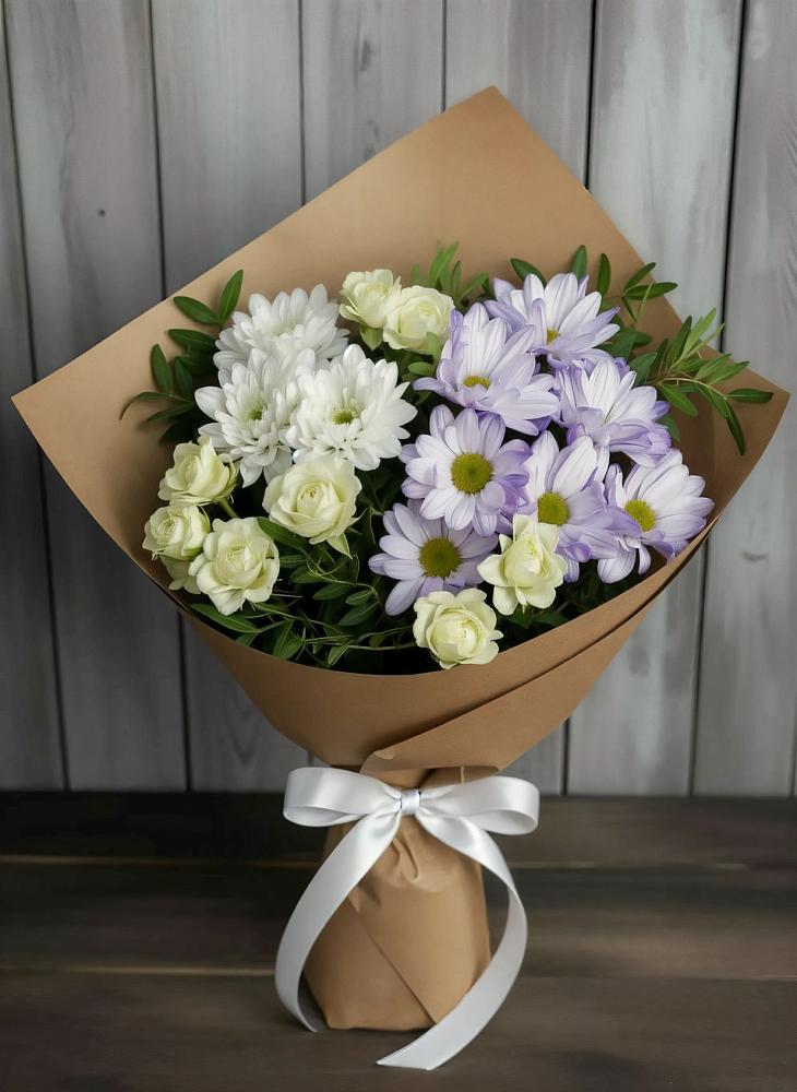 Букет цветов из: Хризантемы и Розы в Сельниково